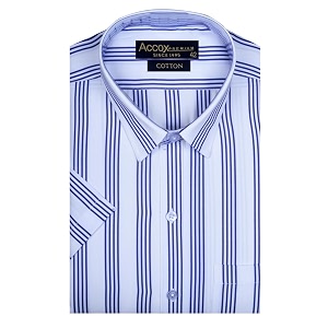 ACCOX Mens Cotton Half Sleeves Striped Checkred