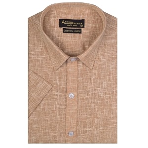 ACCOX Mens Half Sleeves Cotton Linen Formal
