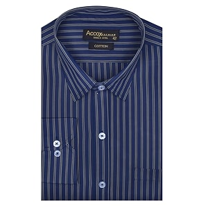 ACCOX Mens Striped Full Long Sleeves Regular