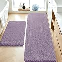 ACCUMTEK Upgrade Luxury 2 Piece Lavender Toilet Bathroom Rug Mat 60"x20"+32"x20", Ultra Soft Thick Absorbent Bath Mats, Non Slip Chenille Toilet Mat for Bathroom, Bedroom, Kitchen, Shower, Tub