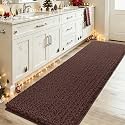 ACCUMTEK Upgrade Luxury Brown Bathroom Rug Mat 59"x20", Ultra Soft Thick Absorbent Bath Mats, Non Slip Chenille Toilet Mat for Bathroom, Bedroom, Kitchen, Shower, Tub