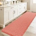ACCUMTEK Upgrade Luxury Coral Bathroom Rug Mat 48"x17", Ultra Soft Thick Absorbent Bath Mats, Non Slip Chenille Toilet Mat for Bathroom, Bedroom, Kitchen, Shower, Tub