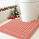 ACCUMTEK Upgrade Luxury Coral Toilet Bathroom Rug Mat 24" x 20" Contour Rug, Ultra Soft Thick Absorbent Bath Mats, Non Slip Chenille Toilet Mat for Bathroom, Bedroom, Kitchen, Shower, Tub