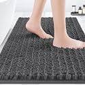 ACCUMTEK Upgrade Luxury Grey Bathroom Rug Mat Gray 24"x17", Ultra Soft Thick Absorbent Bath Mats, Non Slip Chenille Toilet Mat for Bathroom, Bedroom, Kitchen, Shower, Tub, Charcoal