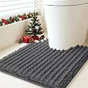 ACCUMTEK Upgrade Luxury Grey Toilet Bathroom Rug Mat 24" x 20" Contour Rug, Ultra Soft Thick Absorbent Bath Mats, Non Slip Chenille Toilet Mat for Bathroom, Bedroom, Kitchen, Shower, Tub, Charcoal