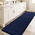 ACCUMTEK Upgrade Luxury Navy Blue Bathroom Rug Mat 59"x20", Ultra Soft Thick Absorbent Bath Mats, Non Slip Chenille Toilet Mat for Bathroom, Bedroom, Kitchen, Shower, Tub