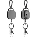 AccuPrints 2 Pc Retractable Id Card Holder, Keychain Badge Holder, Zinc Alloy Metal Carabiner Keychain 26.7 inches Retractable Steel Wire Reel Design Utility Keyring for Keys, Badge, Cards