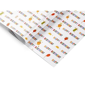 accuprints birthday wrapping paper sheet - 12 sheets for party baby shower - 20 inch x 30 inch pattern happy birthday colorfull-10