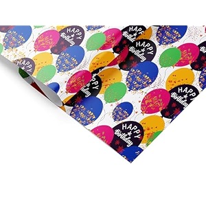 accuprints birthday wrapping paper sheet-6 sheets for party baby shower-20 inch x 30 inch pattern baloon print-05 6 countmulti