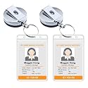 AccuPrints Pack of 2 Metal Badge Id Card Holders with Silicon Card Holder for Office Employee and Staff Retractable YOYO Badge Reel Steel and Black Lanyard for Id Cards