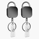 AccuPrints Pack of 2 Retractable Id Card Holder, Keychain Badge Holder, Zinc Alloy Metal Carabiner Keychain 26.7 inches Retractable Steel Wire Reel Design Utility Keyring for Keys, Badge, Cards