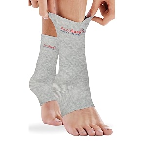 accusure pair of bamboo yarn 4 way stretchable bi-layered construction ankle compression support joint pain relief sprains tendonitis reduce for men amp women- medium