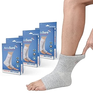 accusure pair of bamboo yarn 4 way stretchable bi-layered construction ankle compression support joint pain relief sprains tendonitis reduce for men amp women- small pack of 3 pair