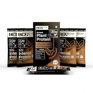 ace blend intense 30g plant protein  supports muscle growth amp recovery  reduces post-workout fatigue  6g bcaa amino profile  easy to digest  for men amp women  mocha 5 servings 215g