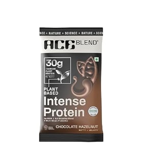 ace blend intense 30g plant protein  supports muscle growth amp recovery  reduces post-workout fatigue  6g bcaa amino profile  easy to digest  for men amp women  chocolate hazelnut 5 servings 225g