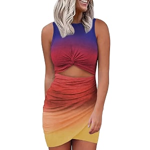 Acelitt Womens Tank Dresses Cut Out Bodycon