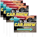 AceOrbit 3 Pcs Car Show Arrow Yard Sign 16 x 12 Inch Double Sided Print Road Sign with Stakes Car Show Decorations Accessories for Exhibition Activities