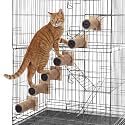AceOrbit 6 Pcs Cat Cage Ladder Accessories Catio Indoor for Climbing Tree Steps Scratching Post Perches Sisal Hemp Shelf Wooden Ladder Furniture Inside with Install Screws (Cylindrical)