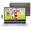 Acer 315 15.6" FHD Chromebook, Intel Celeron N4500, 4GB LPDDR4 RAM, 64GB eMMC, Intel UHD Graphics, HD Webcam, Numeric Keypad, WiFi 6, Chrome OS, Pure Silver, 128GB Hotface USB Card