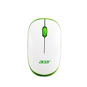 acer flow wireless mouse  1600 dpi optical sensor  24ghz wireless with usb nano receiver  ergonomic lightweight design  smooth tracking for laptop pc amp mac  whitegreen