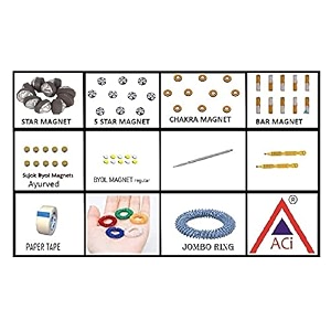 aci acupressure sujok therapy kit star byol chakra bar five star magnet 10pcs with wooden jimmy - brass jimmy - finger rings - handwrist jombo ring - paper tape combo sujok kit set