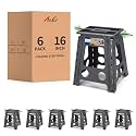 ACKO 16" 6 Pack Folding Step Stool, Safety Lock, Holds 400 lbs, Dot Gray