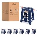 ACKO 16" 6 Pack Folding Step Stool, Safety Lock, Holds 400 lbs, Royal Blue