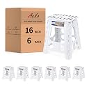 ACKO 16 Inch 6 Pack Folding Step Stool, Safety Lock, Holds 400 lbs, White