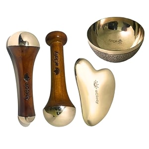 acloty kansa massage tool kit  kit includes - kansa wand medium kansa gua sha kansa vatki cup  best face body foot massager kit eco-friendly gifts  ayurvedic amp natural