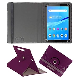 acm rotating leather flip case compatible with lenovo tab m7 tablet cover stand red