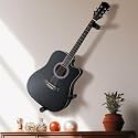 Acoustic Horizontal Guitar Hangers for Wall Wooden Wall Mount (Black)