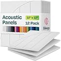Acoustic Panels 12-Pack Soundproof Wall Panels 12"x12"x0.4" Decorative Sound Dampening for Your Home, Office, Studio, Bedroom &amp; More with Unique ModuArc Carving [White]
