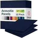Acoustic Panels 12-Pack Soundproof Wall Panels 12"x12"x0.4" Decorative Sound Dampening for Your Home, Office, Studio, Bedroom &amp; More with Unique LineWave Carving [Denim Blue]