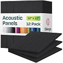 Acoustic Panels 12-Pack Soundproof Wall Panels 12"x12"x0.4" Decorative Sound Dampening for Your Home, Office, Studio, Bedroom &amp; More with Unique LineWave Carving [Dark Gray]