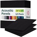 Acoustic Panels 12-Pack Soundproof Wall Panels 12"x12"x0.4" Decorative Sound Dampening for Your Home, Office, Studio, Bedroom &amp; More with Unique ModuArc Carving [Deep Black]