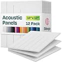 Acoustic Panels 12-Pack Soundproof Wall Panels 12"x12"x0.4" Decorative Sound Dampening for Your Home, Office, Studio, Bedroom &amp; More with Unique LineWave Carving [White]