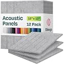 Acoustic Panels 12-Pack Soundproof Wall Panels 12"x12"x0.4" Decorative Sound Dampening for Your Home, Office, Studio, Bedroom &amp; More with Unique LineWave Carving [Light Gray]