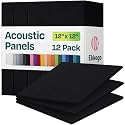 Acoustic Panels 12-Pack Soundproof Wall Panels 12"x12"x0.4" Decorative Sound Dampening for Your Home, Office, Studio, Bedroom &amp; More with Unique LineWave Carving [Deep Black]