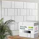 Acoustic Panels 12-Pack Soundproof Wall Panels 12"x12"x0.4" Decorative Sound Dampening for Your Home, Office, Studio, Bedroom &amp; More with Unique GridFrame Carving [White]