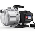 Acquaer 115V Shallow Well Garden Pump, Stainless Steel, Sprinkler Water Transfer Draining Irrigation Pump, for Water Removal Lawn Garden