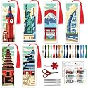 ACRNIGHEET 6PCS Cross Stitch Bookmark Kit for Beginner(City Attractions)