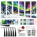 ACRNIGHEET 6PCS Cross Stitch Bookmark Kit for Beginner(Snowy Aurora)