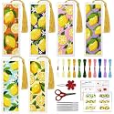 ACRNIGHEET 6PCS Cross Stitch Bookmark Kit for Beginner (Lemon)