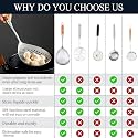 acrown Multifunctional Wooden Handle Strainer Spatula Skimmer Slotted Spoon, 304 Stainless Steel Pasta Strainer/Frying Spoon (Brown) (2)