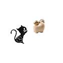 Baoblaze Acrylic Cartoon Cat Wall Clock Ornament and Miniature Animal Statue Tabletop Decoration for Modern Living Room Office Patio Decor
