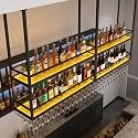 Acrylic Ceiling Wine Glass Rack with LED Lights(59in/150cm)