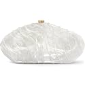 Acrylic Clutch Purse for Women Evening Bag, Irregular Shell Acrylic Purse Box Clutch with Chain for Party Wedding Prom