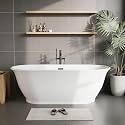 59'' Acrylic Freestanding Bathtub, Deep Soaking Tub, Comfort Rim