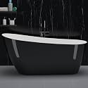 Acrylic Freestanding Bathtub, Soaking Tub, Deep Upright Bathtub with Built-in Drain and Overflow, Contemporary Free Standing, Black Elegant Finish, 67inch