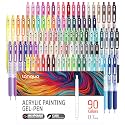 Acrylic Gel Pens For Coloring, 90 Colors Retractable Colored Pens